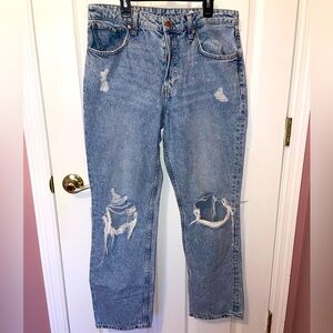 HIGH WAISTED 90s BOYFRIEND RIPPED JEANS SIZE 8